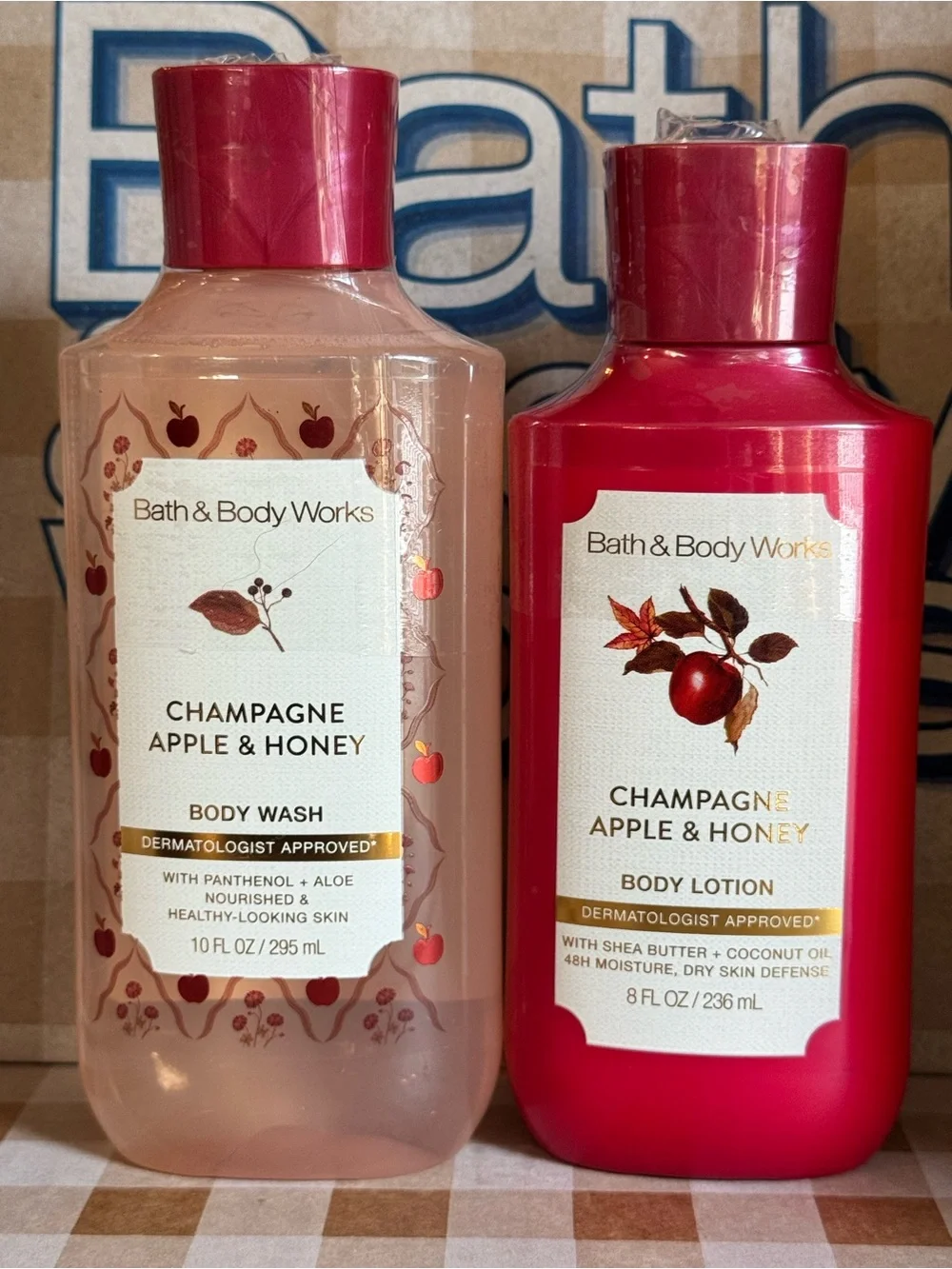 NEW B&BW Sealed Champagne Apple & Honey Body Wash and Body Lotion Set